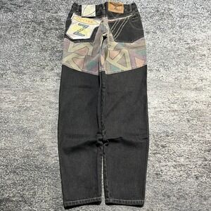 NWT Vintage Zip Code Jeans Mens 31x33 Black Denim 90s Straight Leg Hip-Hop